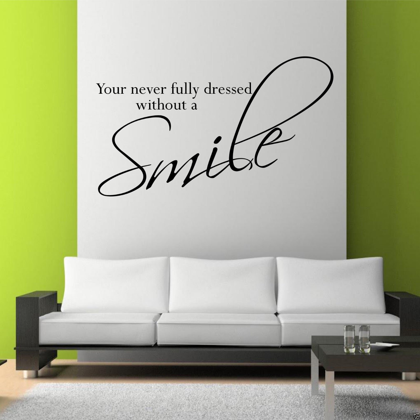 SMILE Wall Art Sticker Lounge Bedroom Kitchen Quote Decal Mural Transfer Sticker WSD365