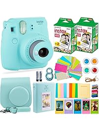 Fujifilm Instax Mini 9 Instant Camera + Fuji Instant Film (40 Sheets) + Accessories Bundle - Carrying Case, Color Filters, 2 Photo Albums, Assorted Frames, Selfie Lens + More (Ice Blue)