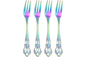 uxcell 4 Pcs Salad Forks, 5.1 Inches Stainless Steel Dessert Forks, Mirror Polished, Dishwasher Safe, Tiny Forks for Small De