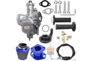 MTRPARTS VM22 Carburetor Predator 212CC 196cc CT200U KT196 Moto Mini Bike Race and Go Kart 6.5HP Baja Warrior Heat - Includes MB165 MB200 Air Filter Kit & Cable Accelerator Throttle Control Handle (blue)