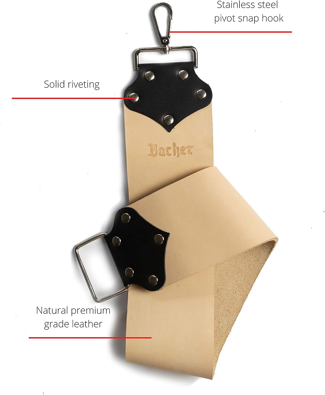 Bacher Shaving Strop Belt with Honing Compounds, Premium Straight Razor Strop Set, Wide Leather Strop Razor Sharpener - Image 4