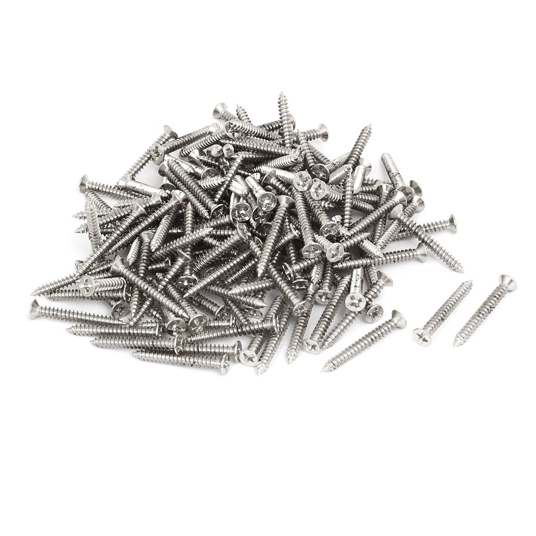 Sourcingmap M3 x 25mm Phillips Flat Head Self Tapping Screws Silver Tone 180pcs