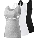 Vislivin Cotton Tank Tops with Shelf Bra for Women Stretch Tanks Wide Strap Undershirts