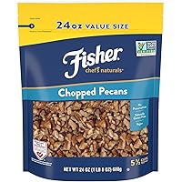 Fisher Chopped Pecans, 24 Ounces, Unsalted, No Preservatives, Naturally Gluten Free, Non-GMO, Vegan, Paleo, Keto Nuts