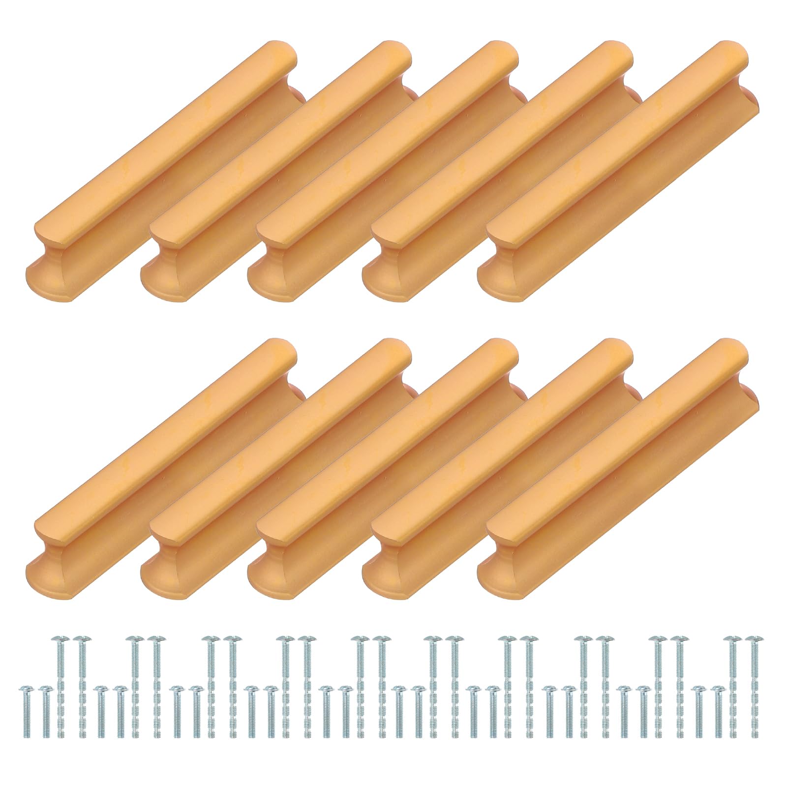 PATIKIL Door Handles 2.52 Inch (64mm) Hole Center, 10 Pack Brushed Pulls Kitchen Drawer Hardware Lengthen for Cupboard Drawer Pulls, Champagne