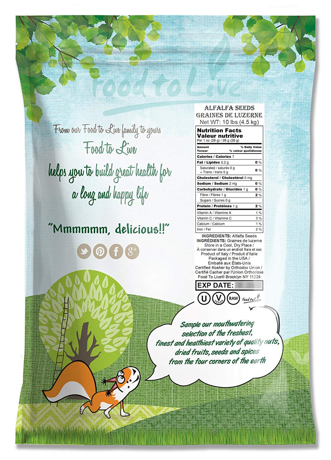 Alfalfa Seeds, 1 Pound - For Growing Sprouts, Kosher: Grocery & Gourmet Food