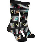 Giinly Music Teacher Socks Novelty Funny Crew Socks Crazy Gifts For Men Women
