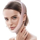 Jawline Shaper Chin Strap for Sleeping, Reusable V-Line Mask for Women Face Lifting Made w/Electric-Hot-Press Tech for Skin-Friendly & Breathable Cooling Fabric (Pink, M)