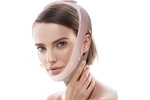 RUSHFORWARD Jawline Shaper Chin Strap for Sleeping, Reusable V-Line Mask for Women Face Lifting Made w/Electric-Hot-Press Tech for Skin-Friendly & Breathable Cooling Fabric