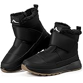 Larwen Women Snow Boots Winter: Black 7 Waterproof Warm Fur Lined Comfortable Booties for Outdoor Walking