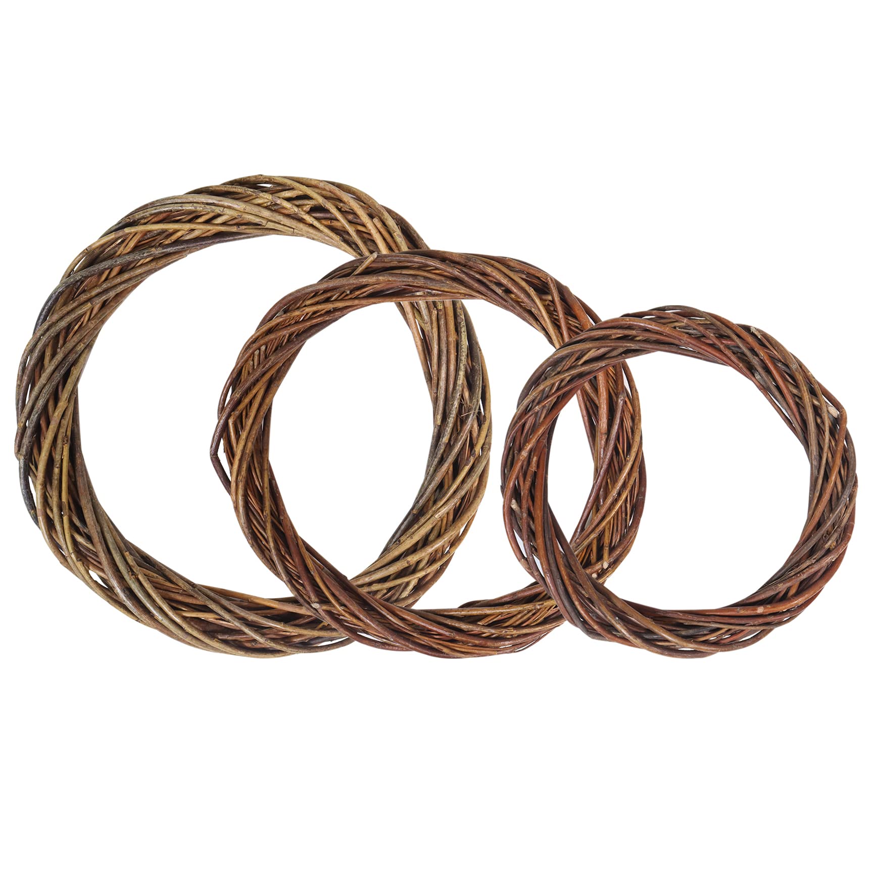 3 PCS Easter Wreath Making Set,Natural Grapevine Wreaths Vine Branch Hoop Wreaths for DIY Craft Front Door Wall Hanging, Rattan Wreath for Easter Wedding Halloween Christmas Party Decoration