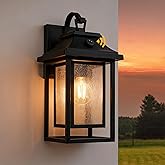 LUTEC 15 Inch Dusk to Dawn Outdoor Wall Sconce, Matte Double Metal Frame Outdoor Light Fxture with E26 Base, Waterproof Seede