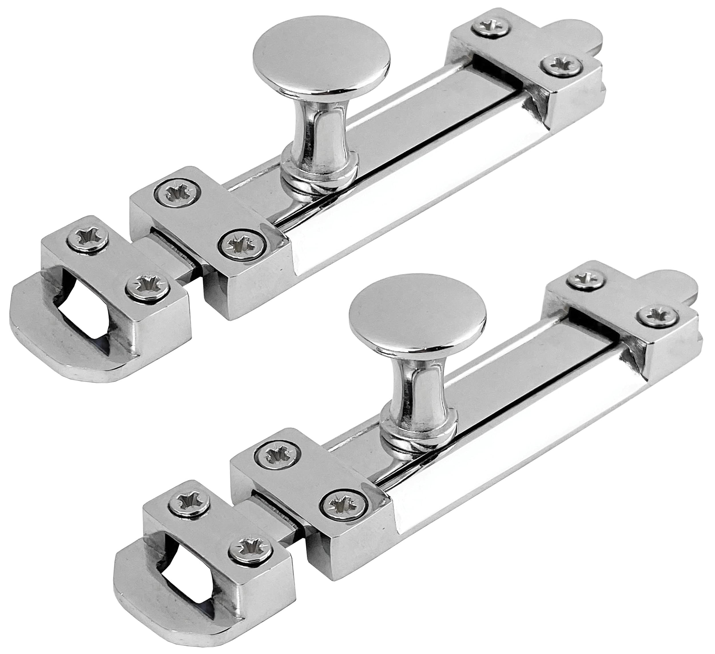 IRONTITE® 2 Pack Chrome Sliding Door Lock - Surface Mounted, Perfect Slide Bolt Lock for Bedrooms, Bathrooms, Cupboards. 100mm (4")