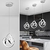 Sovinzert 6000K Modern Pendant Light Fixtures, LED Pendant Lights Kitchen Island Lighting Adjustable Height Chrome Hanging Li