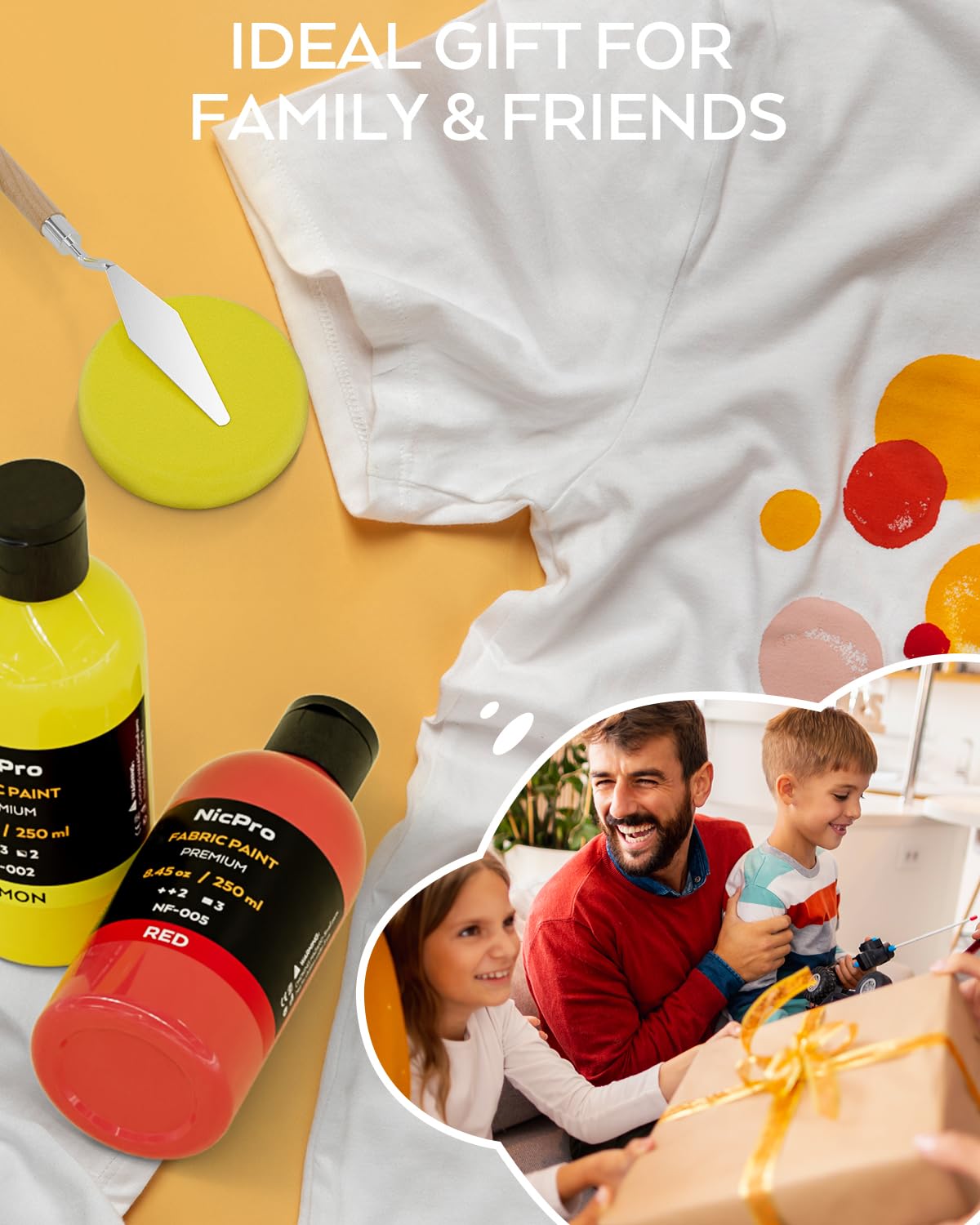 Nicpro 18 Colors Permanent Fabric Paint (8.45 oz, 250 ml) Soft Fabric Paint for Clothes, Non-Toxic Textile Paint for Fabric DIY Crafts, T-shirts, Shoes Jeans Bags Canvas for Adult with Color Wheel