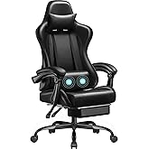Homall Gaming Chair, Video Game Chair with Footrest and Massage Lumbar Support, Ergonomic Computer Chair Height Adjustable with Swivel Seat and Headrest (Dark Black)