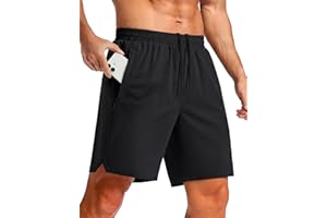 TACVASEN Men's Gym Athletic Running Shorts Lightweight Quick Dry 7" Workout Shorts with 3 Zipper Pockets Summer Outdoor