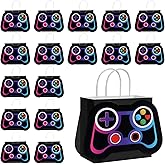 Epakh 16 Pcs Video Game Party Favor Bags Game Controllers Paper Reusable Gamer Goodie Treat Gift Bags with Handles for Baby Shower Video Gaming Theme Party Christmas Birthday Supplies(Black)
