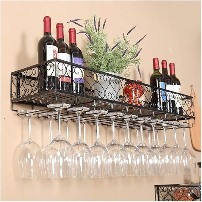 Wine Glass Rack Wrought iron onwall wine glass rack, wallmounted wine