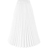 Basoteeuo Womens Skirt Leopard Print Midi Long Shirring Pleated Skirts High Waisted A Line Skirts