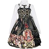 Women' Gothic Sweet Dress 2 Piece Set Bunny Print Halloween Costume