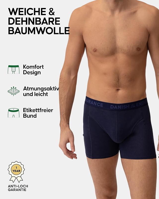 6er Pack Boxershorts Herren, Mit oder ohne Eingriff, Mehrfarbig (2X Schwarz, 2X Grün, 2X Blau Melange), M