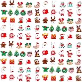 100pcs Christmas Slime Flatback Charms, Assorted Craft Resin Ornaments Miniature Ornaments Set, Santa Snowman Tree Bell Resin Decoration for Craft Making, Ornament Scrapbooking DIY Crafts