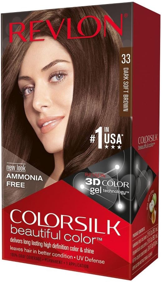 Revlon Colorsilk Permanent Hair Color Dark Soft Brown 33 Pack of 3 Ammonia-Free