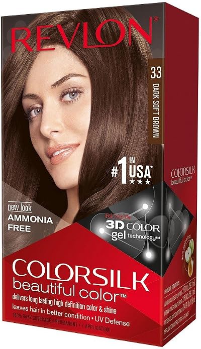 Revlon Colorsilk Permanent Hair Color Dark Soft Brown 33 Pack of 3 Ammonia-Free