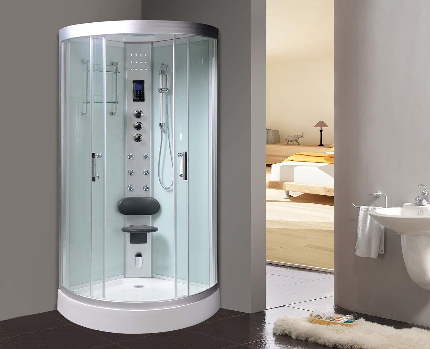 Aqualusso Davenport 800Mm Compact Quadrant Steam Shower Cabin Amazon
