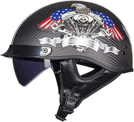 Amazon Co Jp 半帽オートバイ用ヘルメットハーフジェットヘルメットレトロハーレーオートバイ用ヘルメットdot Ece認定クルーザー ヘリコプターチョッパーパイロットヘルメットカーボンファイバー安全衝突防止ヘルメット I L 59 60cm ホーム キッチン