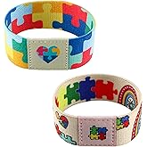 JazSwirl Autism Awareness Bracelet, 2-Pack 7.5 in Adjustable Sensory-Friendly Autism Acceptance Bracelet