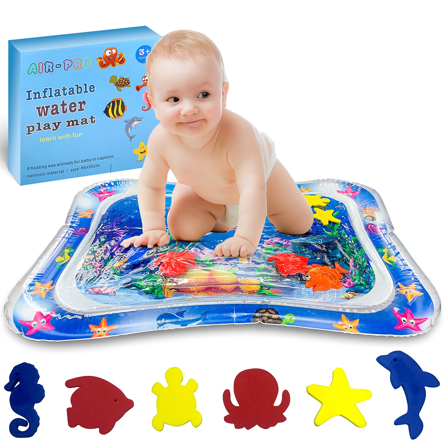 Tummy Time Mat Inflatable Water Mat Baby Play Mat Water Play Mats for Boys & Girls Sensory Toy Early Development Toys for Newborn Baby, Infants and Toddlers.