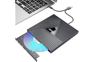 Alronly External CD/DVD Drive for Laptop/PC, USB 3.0 Type-C Portable Player for Computer CD DVD +/-RW Disk Drive CD Burner Wr