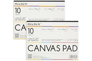 MEEDEN Artist Canvas Paper Pad: 9"x12" Canvas Pad, 20 Sheets (12.3oz/350g), Triple Primed Glue Bound Canvas Paper for Adults & Students - Art Supplies for Oil, Acrylic Mixed Media Painting