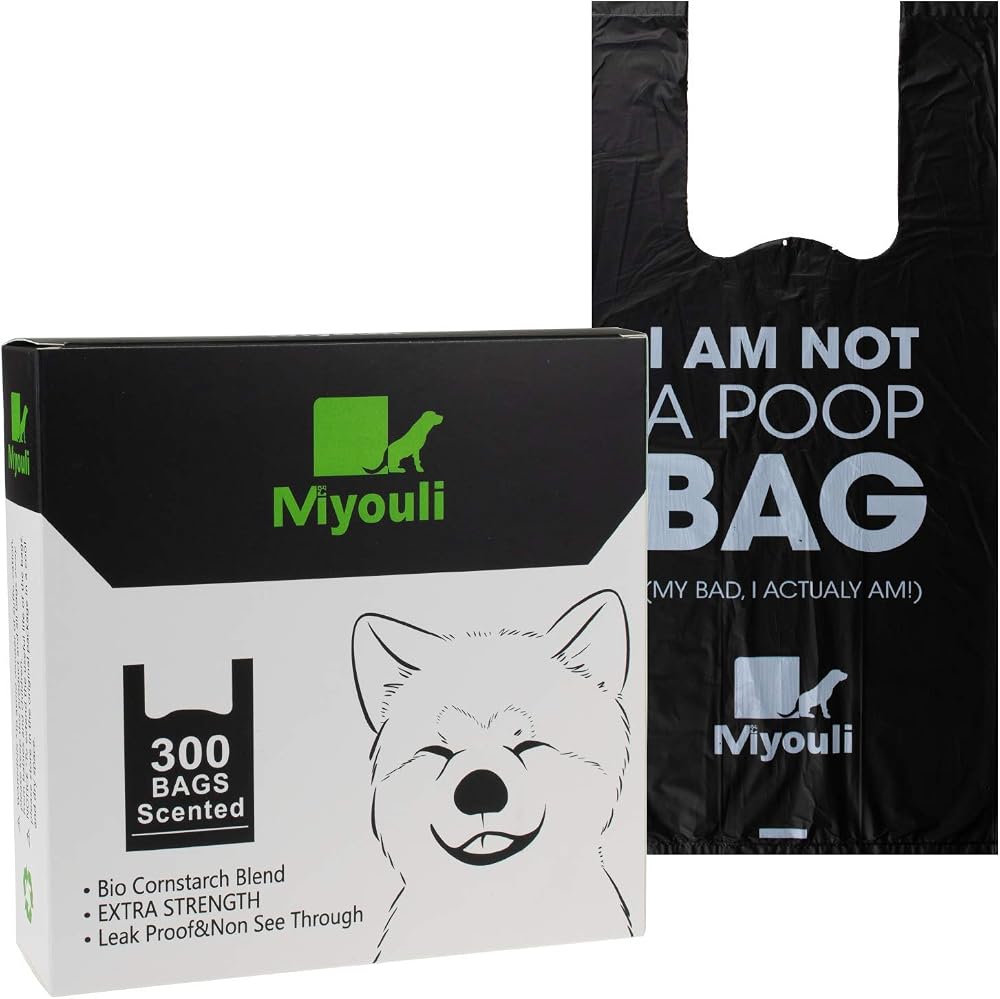 Miyouli 300 Count Biodegradable Pet Poop Bags Extra Thick With Handles