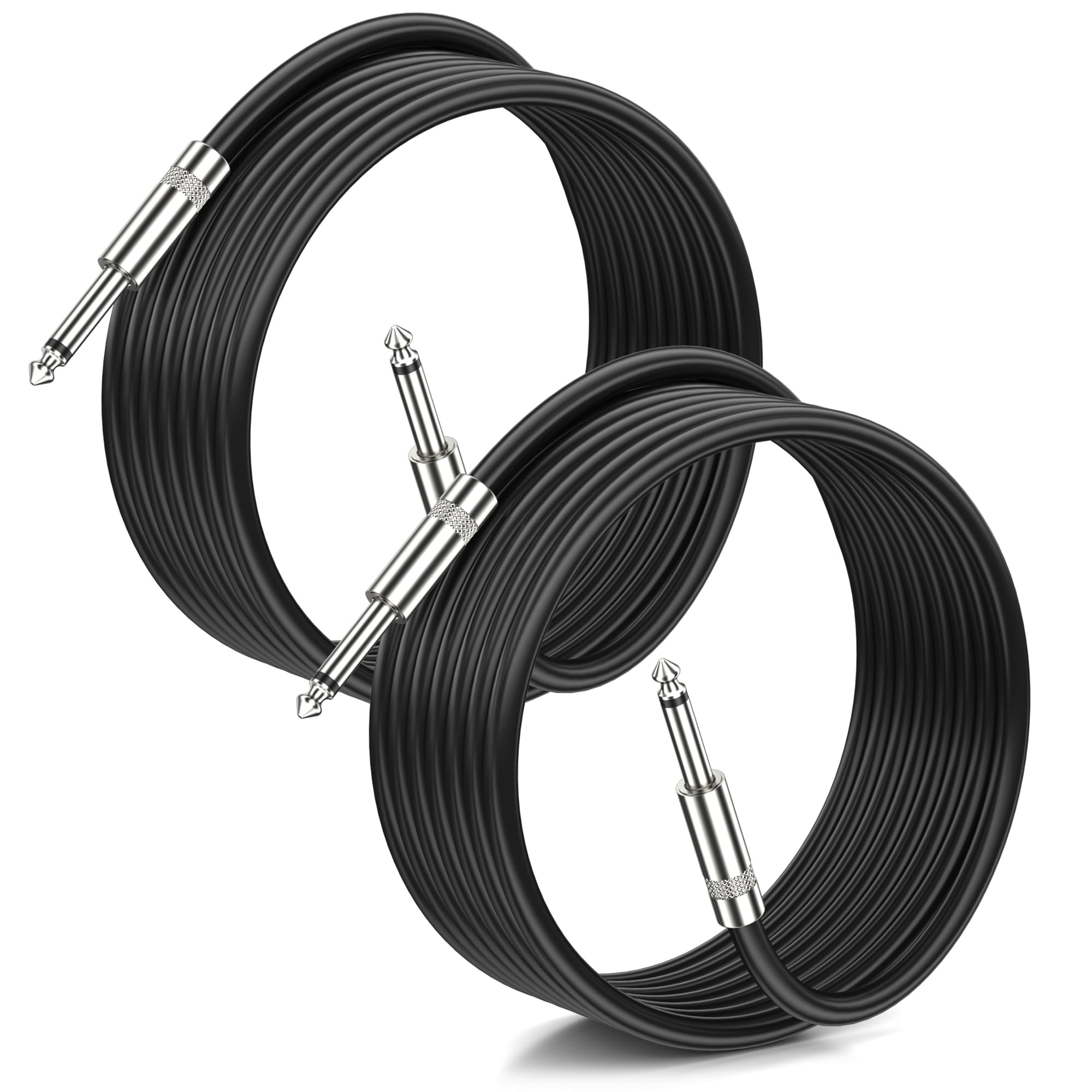 Jumwa 2pack 7.5M 6.5mm TRS Instrument Cable Professional Guitar Cable 1/4 Inch Jack Cord for Electric Guitar, Bass, Keyboard, Amplifier, Speaker