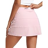 CRZ YOGA High Waisted A line Golf Skirts for Women - Mini Lined Tennis Casual Work Skorts with 3 Pockets