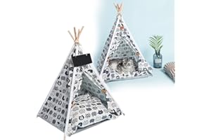 Necygoo Pet Teepee Tent with Cushion Blackboard 24" for Small Dog Cat Small Pet Tent Bed Puppy House