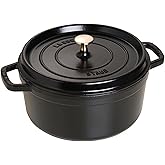 STAUB Cast Iron Dutch Oven 5.5-qt Round Cocotte, Made in France, Serves 5-6, Black Matte