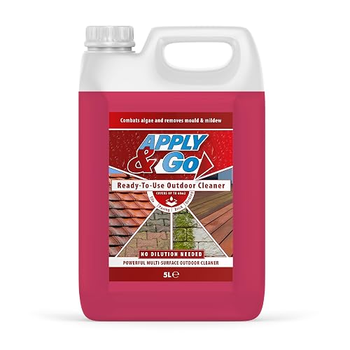 Apply & Go - Path and Patio Cleaner, Mould, Mildew, Lichen, Algae Remover | Ready To Use Outdoor Cleaning Treatment for Decking, Stone, Driveways, Rooftops (Up to 60m2 coverage) - 5 Litre