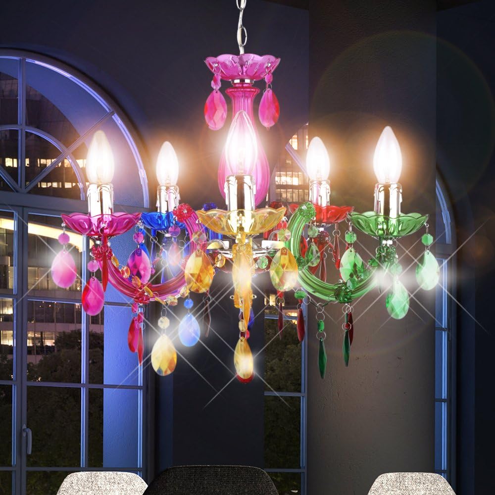 MIA Light Crystal chandelier lamp, diameter 460 mm; classic, colourful