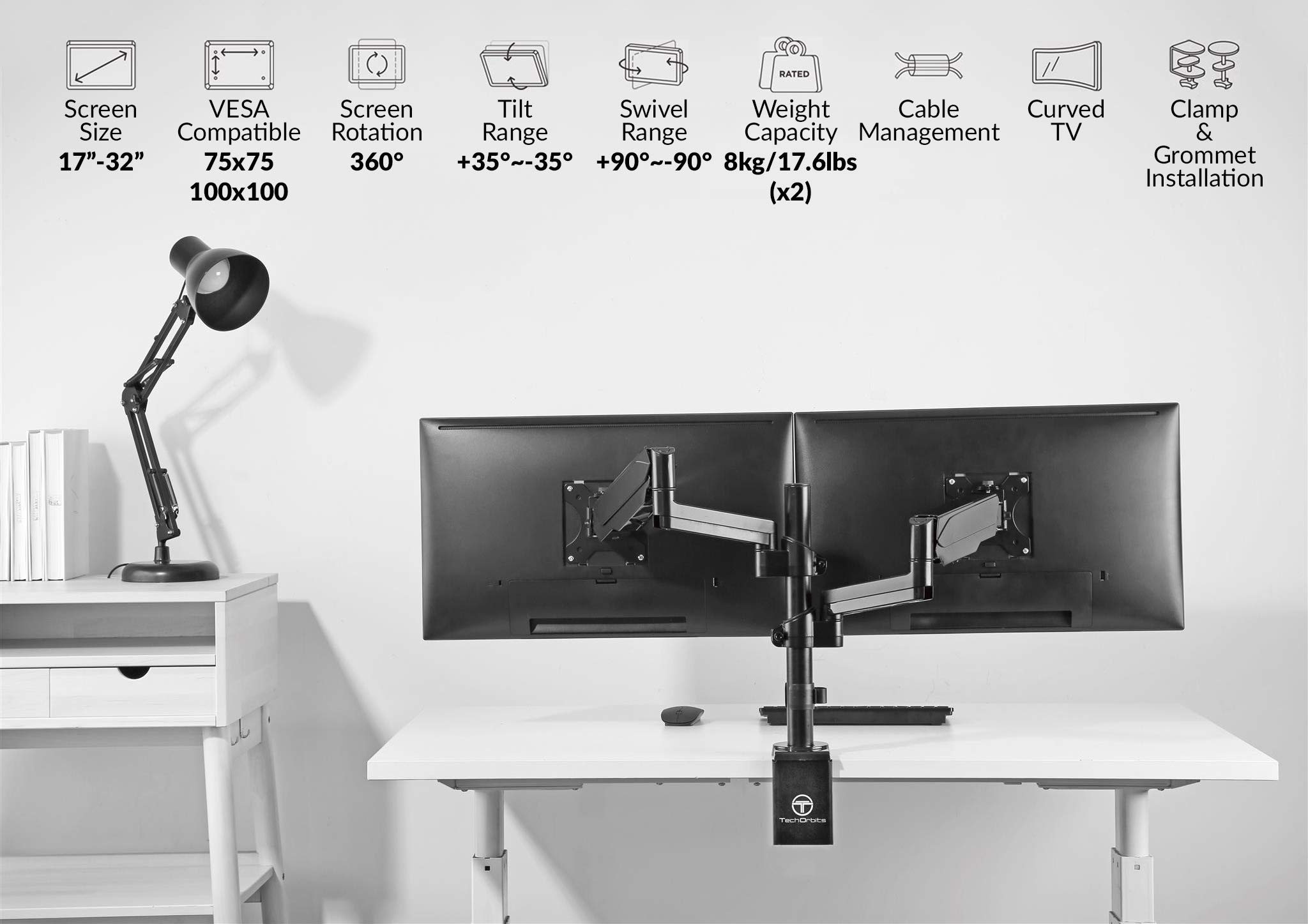 Mua TechOrbits Triple/Double/Single Monitor Mount Stand - Computer ...