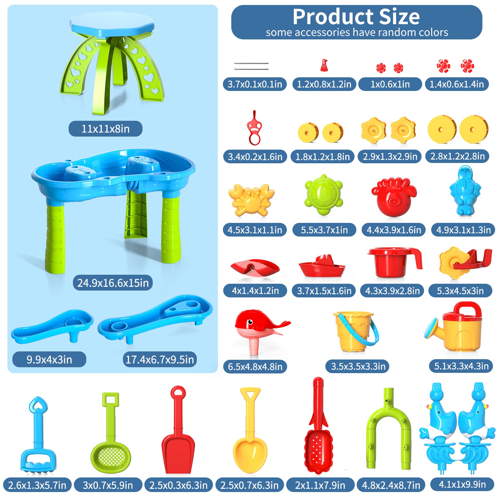 Bennol Sand and Water Play Table for Toddlers, 3-Tier Outdoor Activity Table for Beach and Backyard, Age 3-5