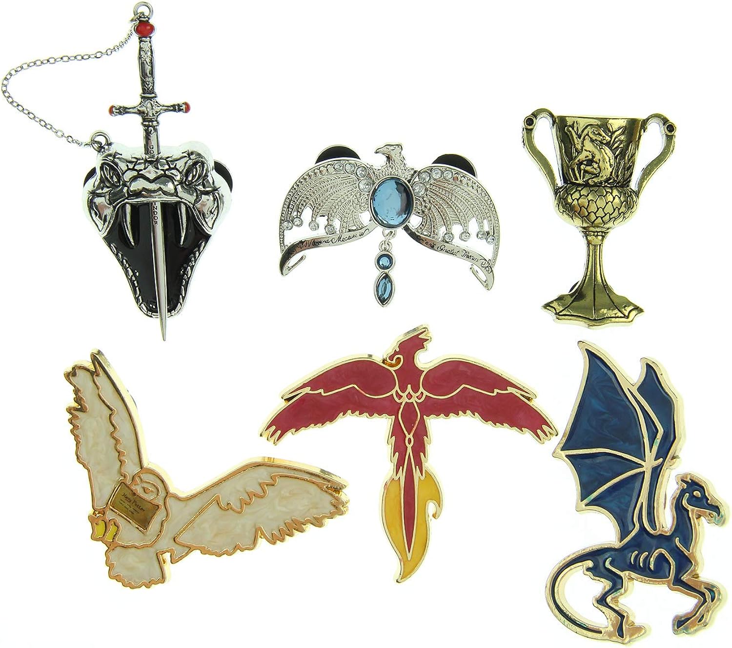 Amazon ハリーポッター レイブンクロー ディアデム ハッフルパフ カップ グリフィンドール ソード ナギニ ヘドウィグ テストラル フェニックス 6点 エナメルピン セット ブローチ 通販