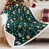 Bemaystar Sherpa Christmas Blanket, Christmas Throw Blanket, Fuzzy Fluffy Soft Cozy Blanket for Couch Bed Sofa, Cozy Reversible Microfiber Blanket, Gifts for Mom Dad Kids, 50x60 in