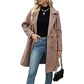 Bankeng Women Winter Wool Blend Camel Mid-Long Coat Notch Double-Breasted Lapel Jacket Outwear