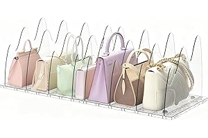 ANTOWIN 2 Pack Clear Purse Organizers for Closet, Adjustable Shelf Divider, Handbag Separators Storage Organizer, Shelf Divider in Bedroom, Office, Kitchen