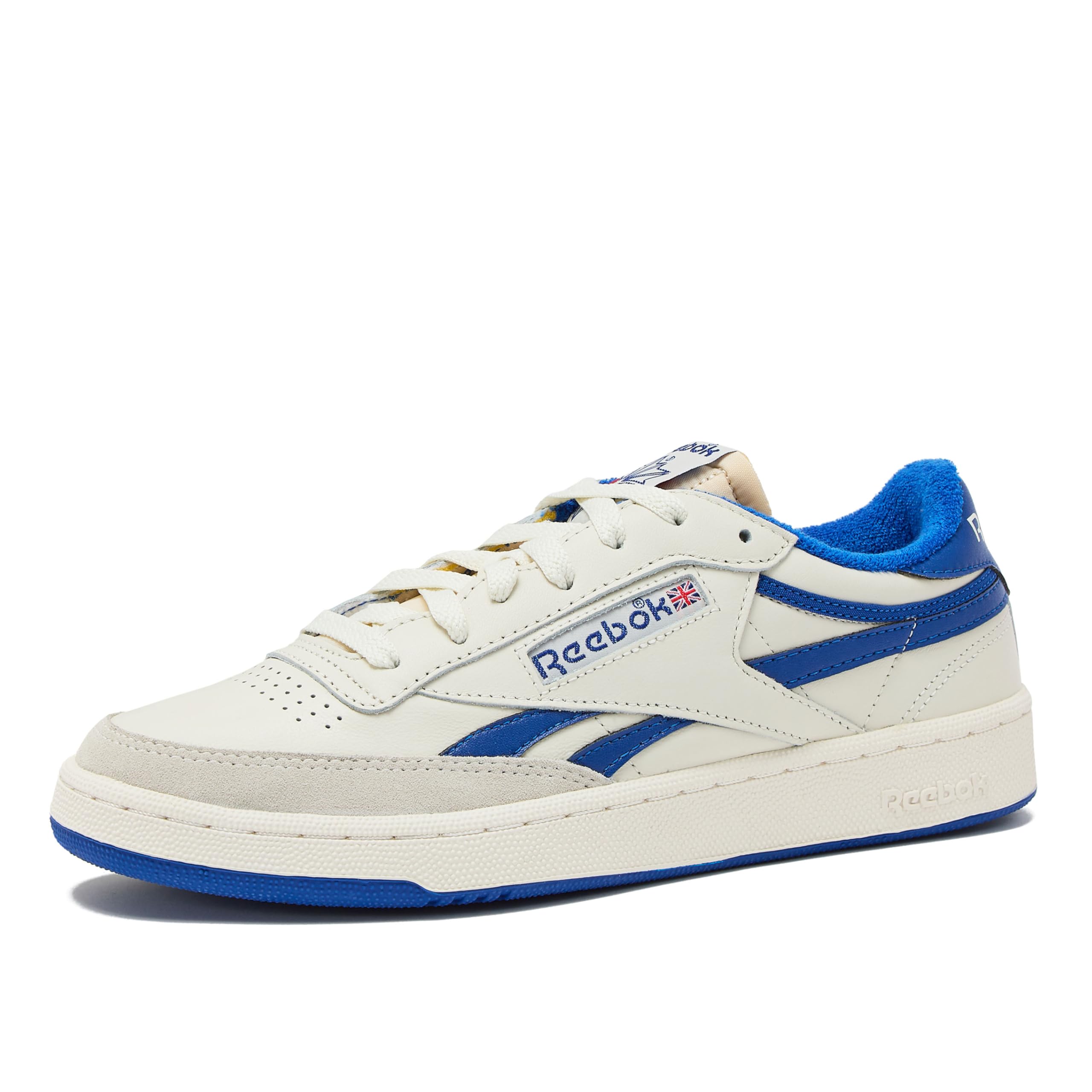 Reebok Club C Revenge Vintage Sneakers for Men - Casual Tennis Mens Shoes, Chalk/Collegiate Royal/Excellent Red, 3.5 Image