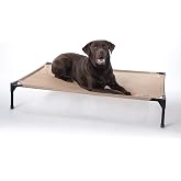 K&amp;H Outdoor Elevated Dog Bed for Medium &amp; Large Pets, Tan, Large 42x30in | Cool comfort outdoors, large dog cot with hammock support, washable dog bed, metal frame, quick-dry mesh